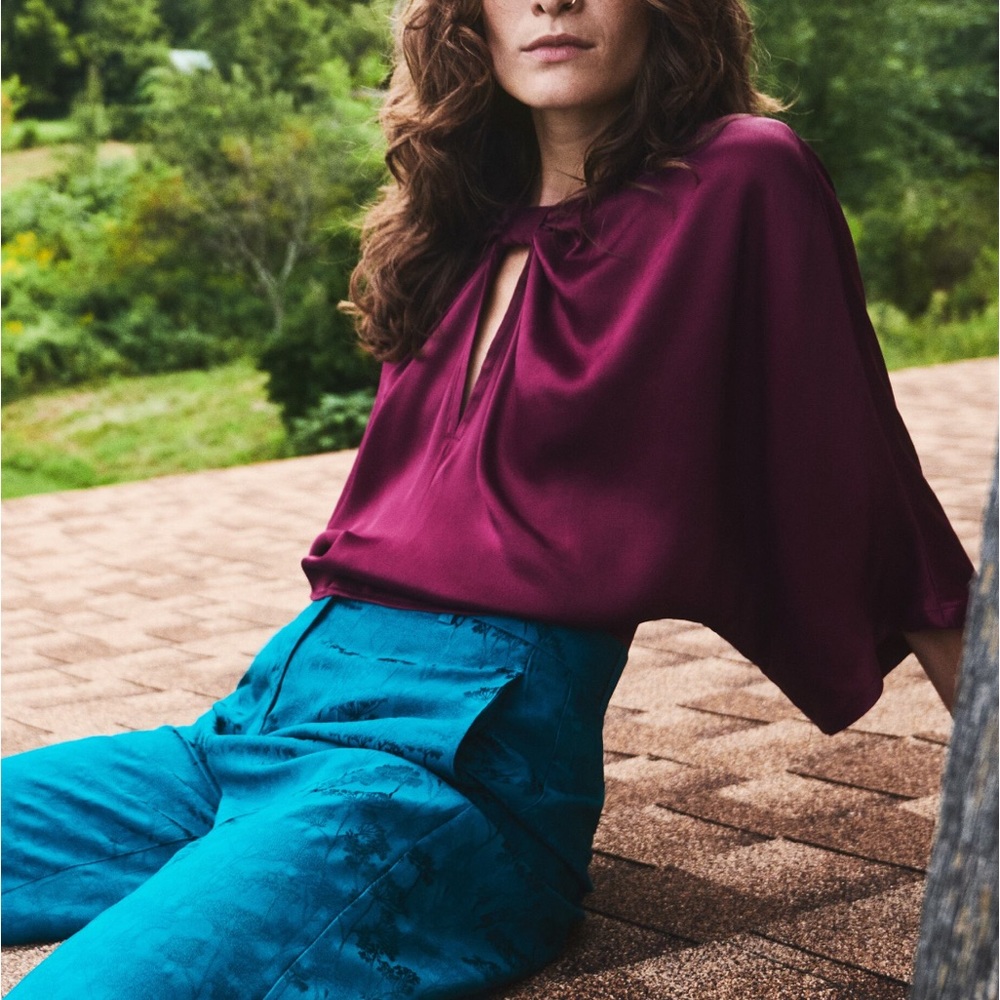 Zara knotted satin affect blouse